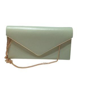 Mint And Gold Chic VEGAN  LEATHER Envelope Clutch/Crossbody/Bag Green